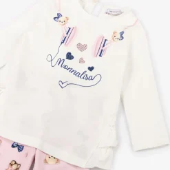 Monnalisa Outfit Sets*Girls Pink Cotton Headphones Leggings Set