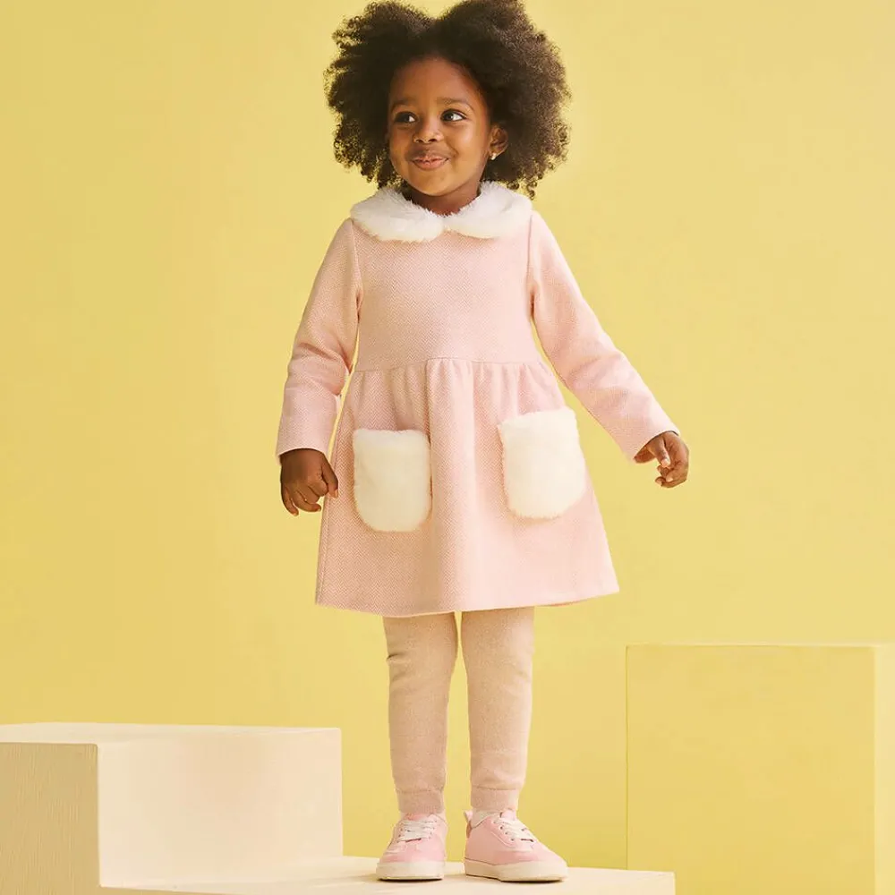 Hatley Dresses*Girls Pink Cotton Herringbone Dress