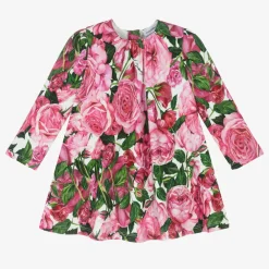Dolce amp; Gabbana Dresses*Girls Pink Cotton Jersey Floral Dress