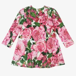 Dolce amp; Gabbana Dresses*Girls Pink Cotton Jersey Floral Dress