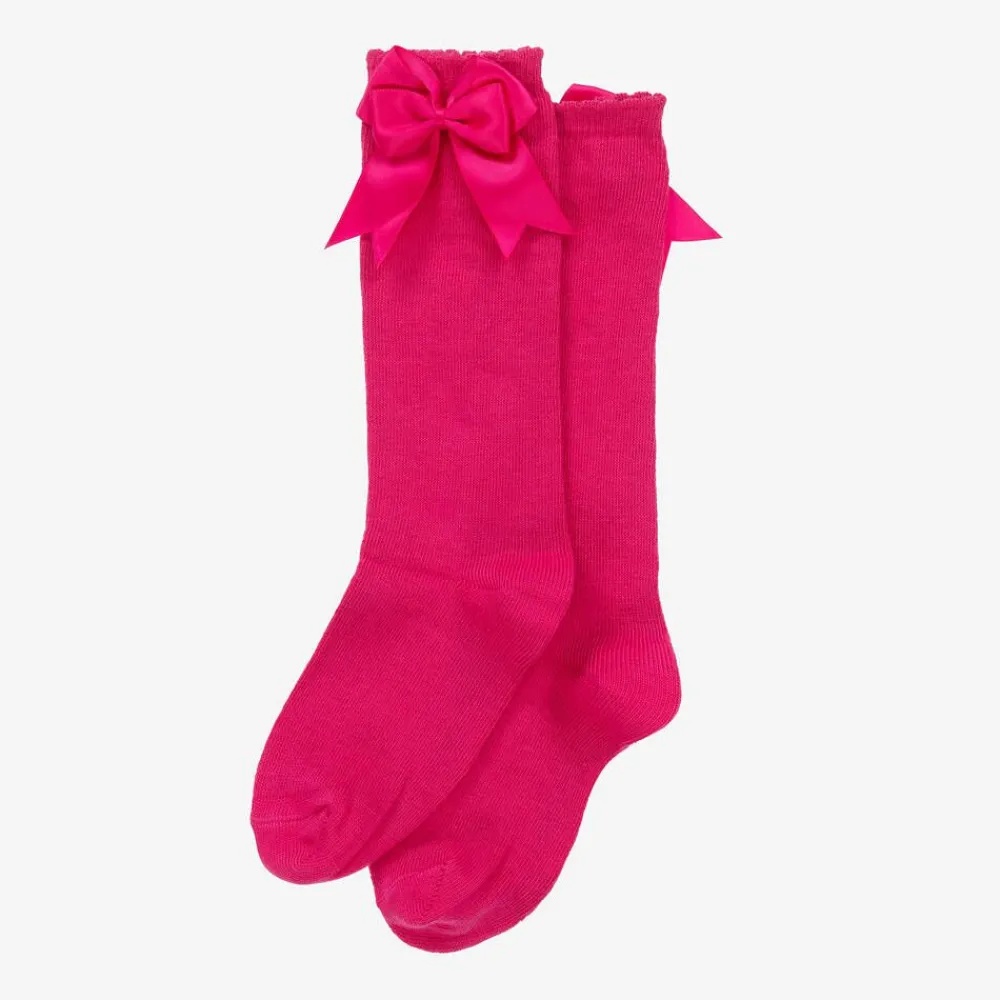 Carlomagno Socks*Girls Pink Cotton Knee Length Socks