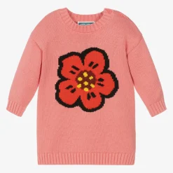 KENZO KIDS Dresses*Girls Pink Cotton Knit Boke Flower Dress