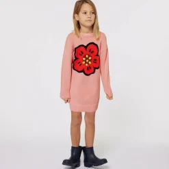 KENZO KIDS Dresses*Girls Pink Cotton Knit Boke Flower Dress