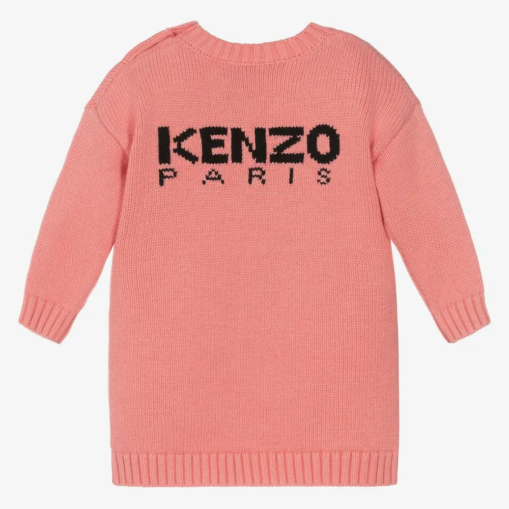 KENZO KIDS Dresses*Girls Pink Cotton Knit Boke Flower Dress