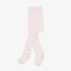 Monnalisa Tights|Tights*Girls Pink Cotton Knit Flower Tights