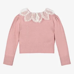 Angels Face Tops*Girls Pink Cotton Knit Sweater TeaRose