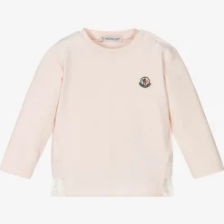 Moncler Enfant Tops*Girls Pink Cotton Logo Top