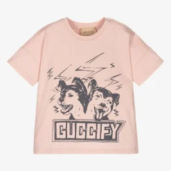 Gucci Tops*Girls Pink Cotton Logo T-Shirt