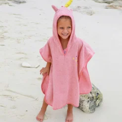 Playshoes Towels & Robes*Girls Pink Cotton Poncho Towel