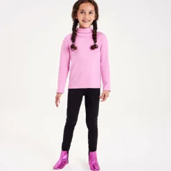 Joyday Tops*Girls Pink Cotton Roll Neck Top