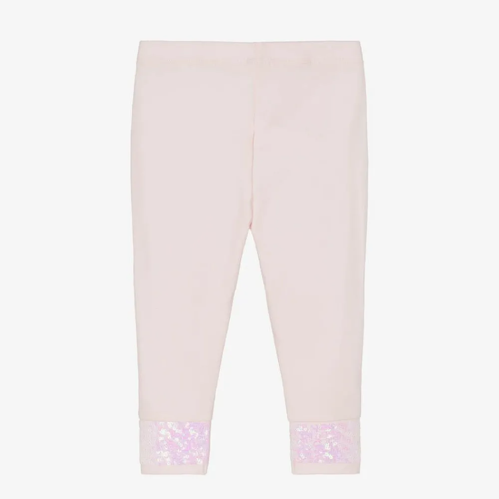 Billieblush Leggings*Girls Pink Cotton Sequin Hem Leggings