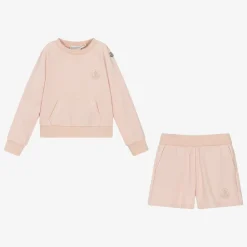 Moncler Enfant Tracksuits*Girls Pink Cotton Short Tracksuit