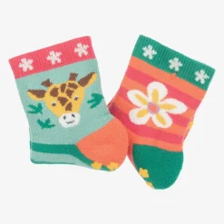 Frugi Socks|Socks*Girls Pink Cotton Slipper Socks (2 Pack)