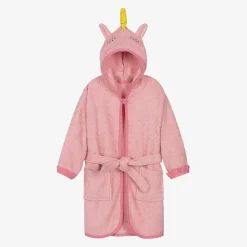 Playshoes Towels & Robes*Girls Pink Cotton Towelling Bathrobe