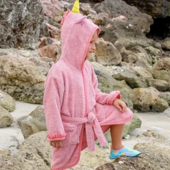 Playshoes Towels & Robes*Girls Pink Cotton Towelling Bathrobe