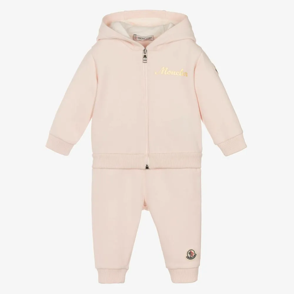 Moncler Enfant Tracksuits*Girls Pink Cotton Tracksuit