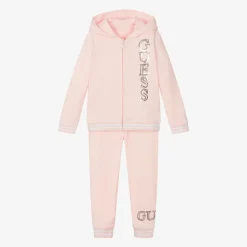 Guess Tracksuits*Girls Pink Cotton Tracksuit