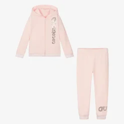 Guess Tracksuits*Girls Pink Cotton Tracksuit