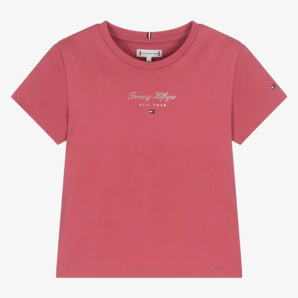 Tommy Hilfiger Tops*Girls Pink Cotton T-Shirt