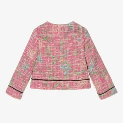 Piccola Speranza Coats & Jackets*Girls Pink Cotton Tweed Jacket
