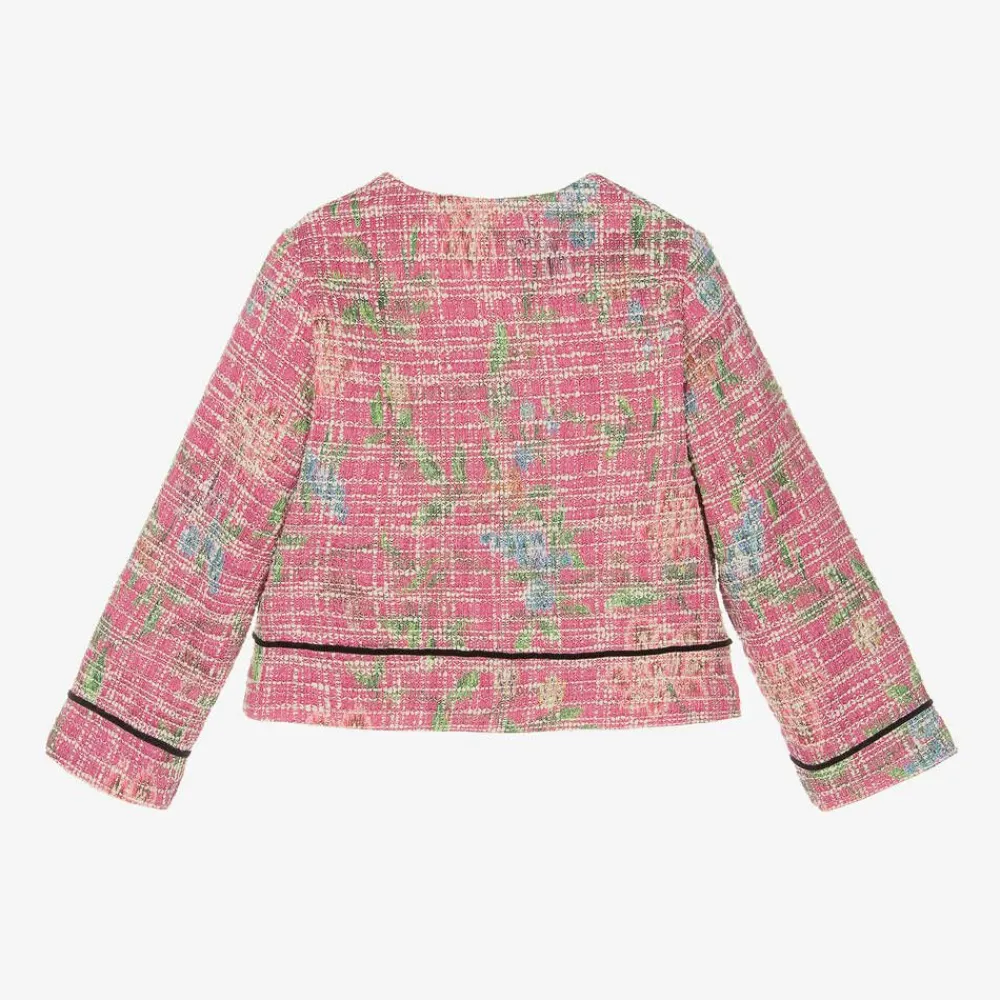 Piccola Speranza Coats & Jackets*Girls Pink Cotton Tweed Jacket
