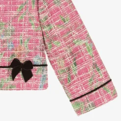 Piccola Speranza Coats & Jackets*Girls Pink Cotton Tweed Jacket