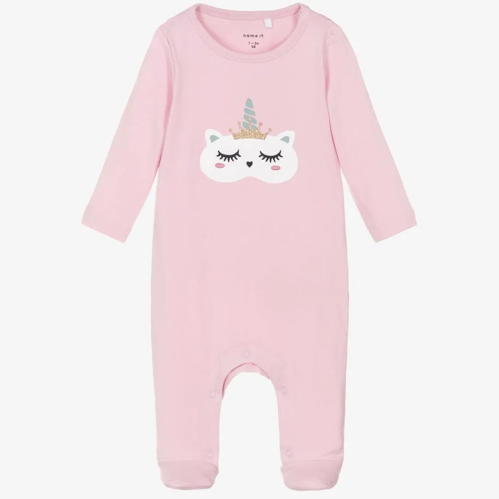 NAME IT Gifts|Babysuits*Girls Pink Cotton Unicorn Babygrow