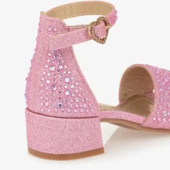 Angels Face Sandals|Sandals*Girls Diamanté Heeled Sandals Pink