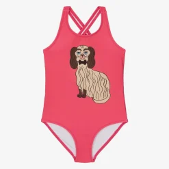 Mini Rodini Swimwear*Girls Pink Dog Print Swimsuit (UPF50+)