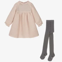 Tutto Piccolo Dresses*Girls Pink Dress & Tights Set