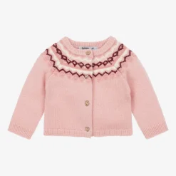 Babidu Tops*Girls Pink Fair Isle Cardigan