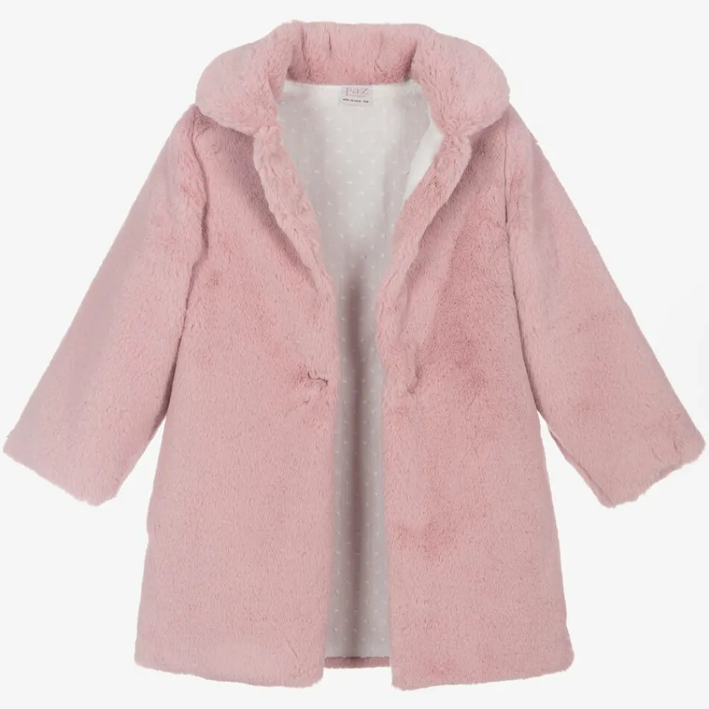 Paz Rodríguez Coats & Jackets*Girls Pink Faux Fur Coat