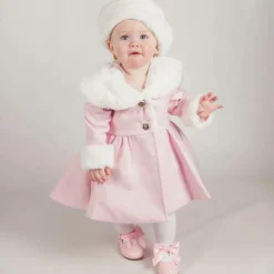 Beau KiD Coats & Jackets*Girls Pink Faux Fur Coat & Hat