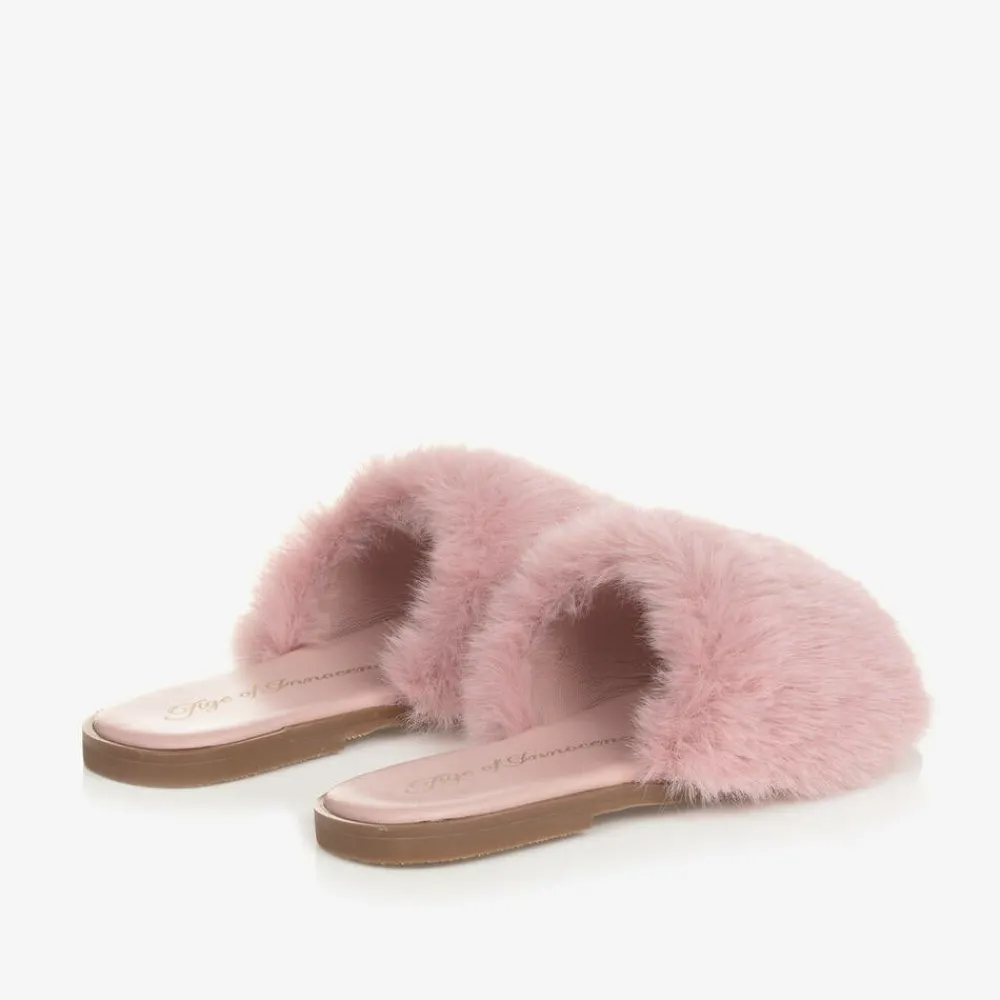 Age of Innocence Sliders|Sliders*Girls Pink Faux Fur Sliders