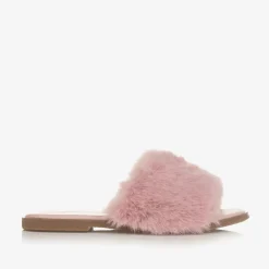 Age of Innocence Sliders|Sliders*Girls Pink Faux Fur Sliders
