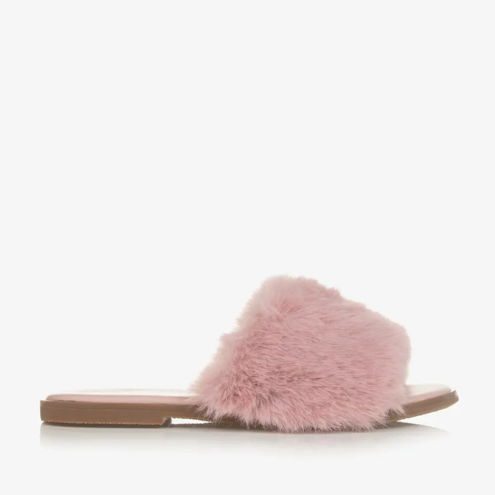 Age of Innocence Sliders|Sliders*Girls Pink Faux Fur Sliders