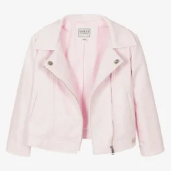 Guess Coats & Jackets*Girls Pink Faux Leather Biker Jacket
