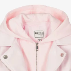 Guess Coats & Jackets*Girls Pink Faux Leather Biker Jacket