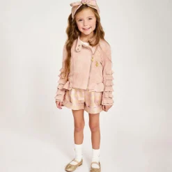 Angels Face Coats & Jackets*Girls Pink Faux Suede Biker Jacket Blush