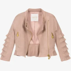 Angels Face Coats & Jackets*Girls Pink Faux Suede Biker Jacket Blush