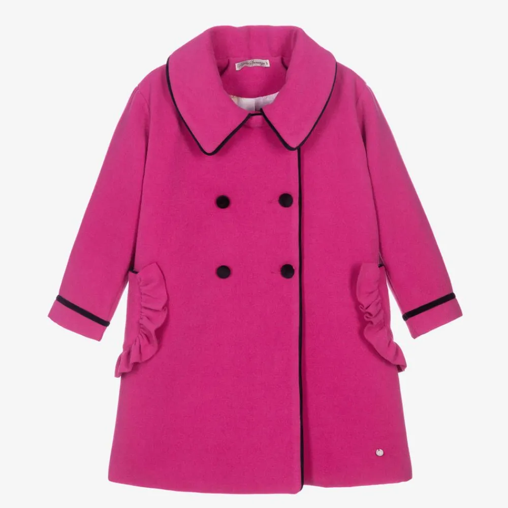 Piccola Speranza Coats & Jackets*Girls Pink Felted Wool Coat