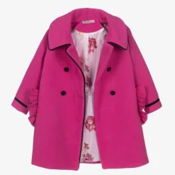 Piccola Speranza Coats & Jackets*Girls Pink Felted Wool Coat