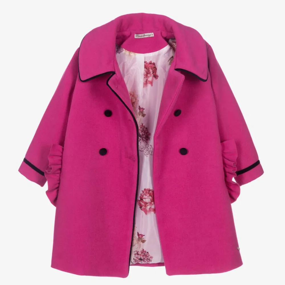 Piccola Speranza Coats & Jackets*Girls Pink Felted Wool Coat