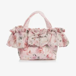 Patachou Bags*Girls Pink Floral Chiffon Handbag (27cm)