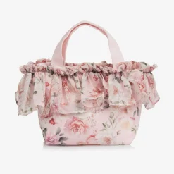 Patachou Bags*Girls Pink Floral Chiffon Handbag (27cm)