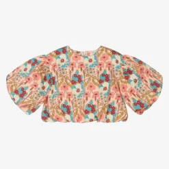 The Middle Daughter Tops*Girls Pink Floral Cotton Blouse