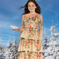 Marlo Kids Dresses*Girls Pink Floral Cotton Dress