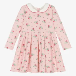 Rachel Riley Dresses*Girls Pink Floral Cotton Jersey Dress