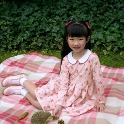 Rachel Riley Dresses*Girls Pink Floral Cotton Jersey Dress