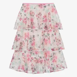 Nessi Byrd Swimwear*Girls Pink Floral Lace Beach Skirt (UV50)